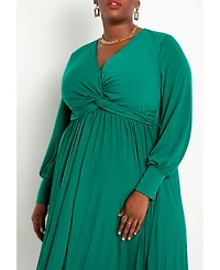 Eloquii Women's Plus Knot Front Pleated Skirt Dress