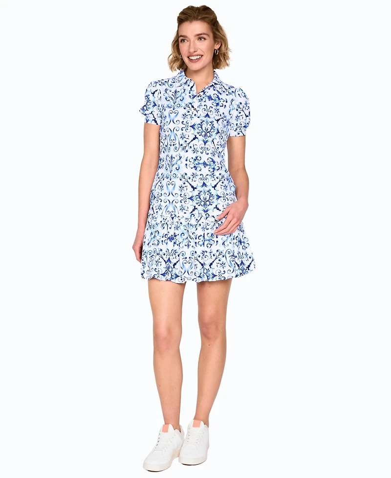 G Lifestyle Clothing Women's Golf Hand-Painted Puffy Short-Sleeve Polo Shirt