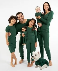 Leveret Matching Family Solid Dark Green Cotton Pajamas