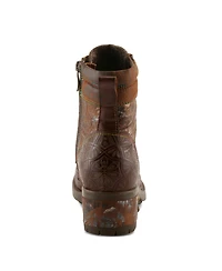 L`Artiste Women's Whitefish Lace-up Boots with Embossed Leather and Comfortable Heel