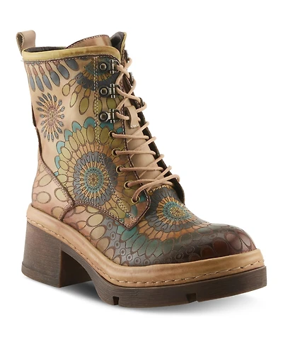 L'Artiste Women's Spring Step Carnivale Bootie with Hand-Painted Leather Vamp