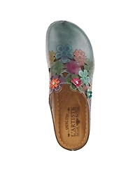 L'Artiste Women's Spring Step Augi Open Back Clog with Hand-Painted Leather