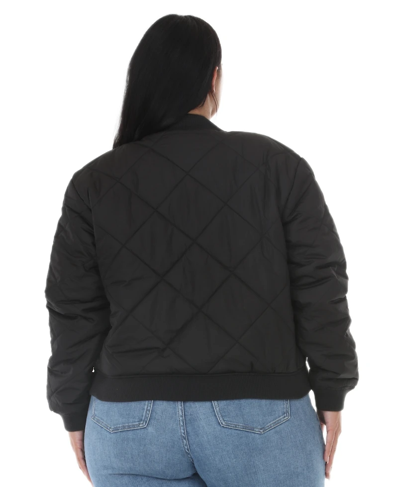 White Mark Plus Women's Quilted-Lightweight Bomber Jacket