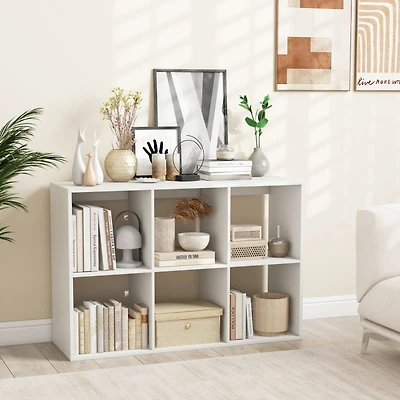 Sugift 6-Cube Bookshelf with Back Guardrail for Living Room