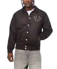 True Religion Men's Logo Faux-Suede Regular-Fit Bomber Jacket