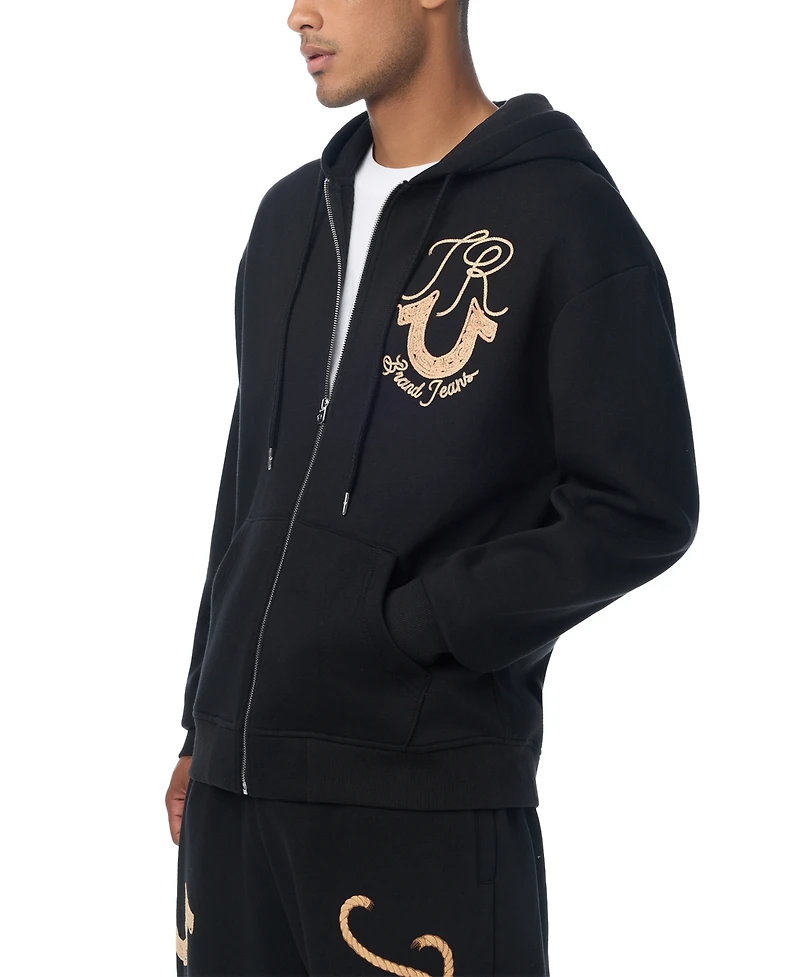 True Religion Men's Rope Logo Graphic Zip Hoodie