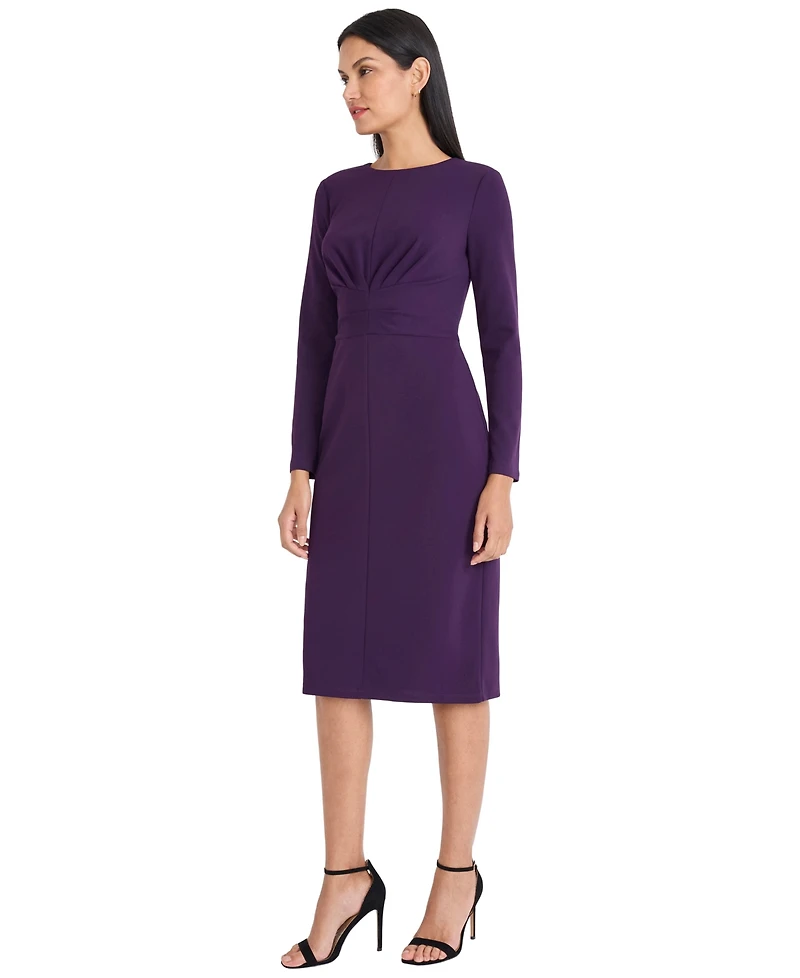 Maggy London Women's Scuba-Crepe Gathered Midi Dress