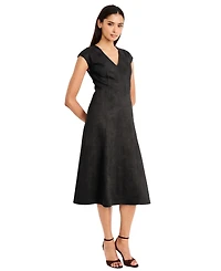 Maggy London Women's Ashanti Cap-Sleeve A-Line V-Neck Midi Dress