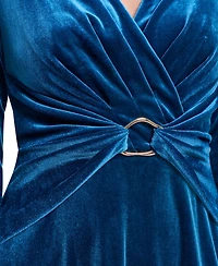 Jessica Howard Women's V-Neck Wrap Midi Velvet Dress