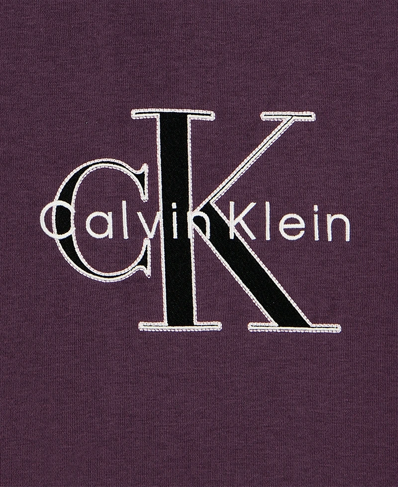 Calvin Klein Girls' 7-16 Monologo Drop-Shoulder Fleece Crewneck Sweatshirt