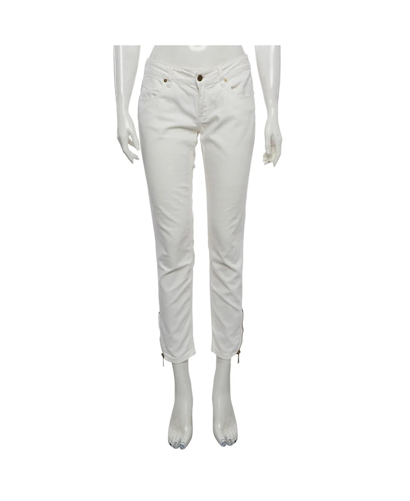 Pre-Owned Burberry Women's Culham Mid-Rise Skinny Jeans with Side Zipper