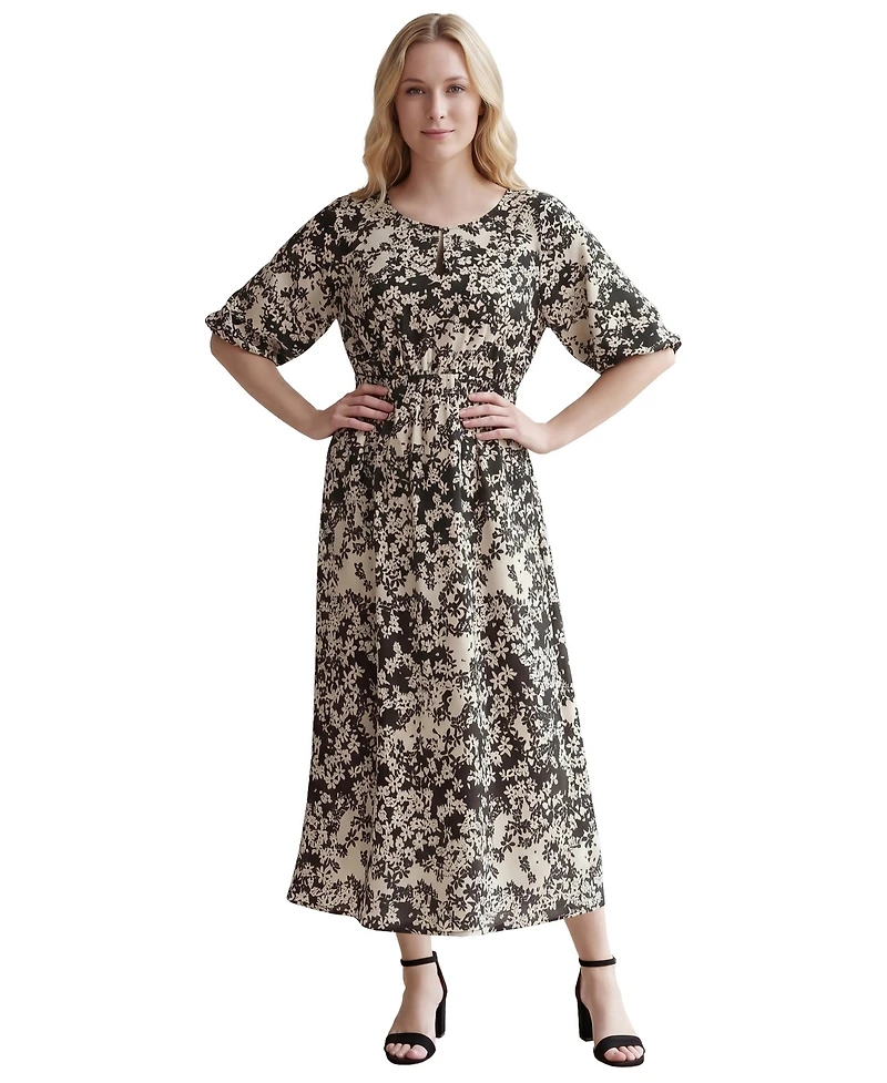 ellos Women's Satin Keyhole Empire Midi Dress