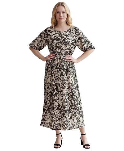 ellos Women's Satin Keyhole Empire Midi Dress