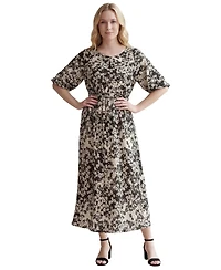 ellos Women's Satin Keyhole Empire Midi Dress