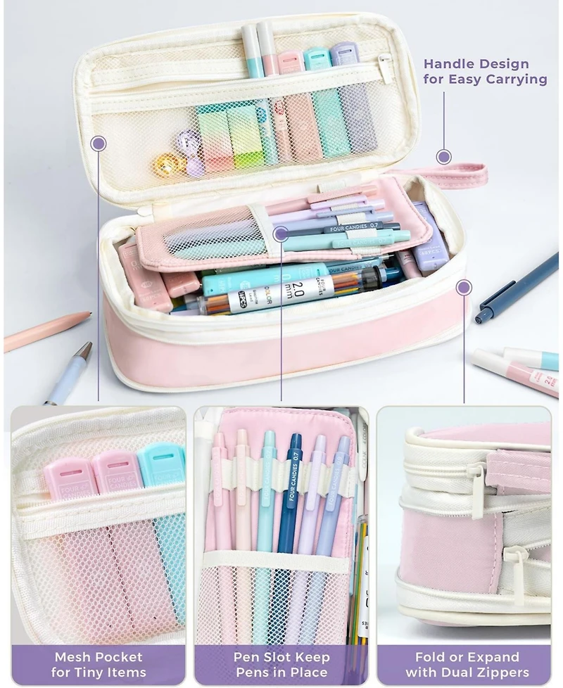 Four Candies 36Pieces Aesthetic School Supplies, Mechanical Pencils 0.5/0.7/0.9/2.0mm with 624 Lead Refills