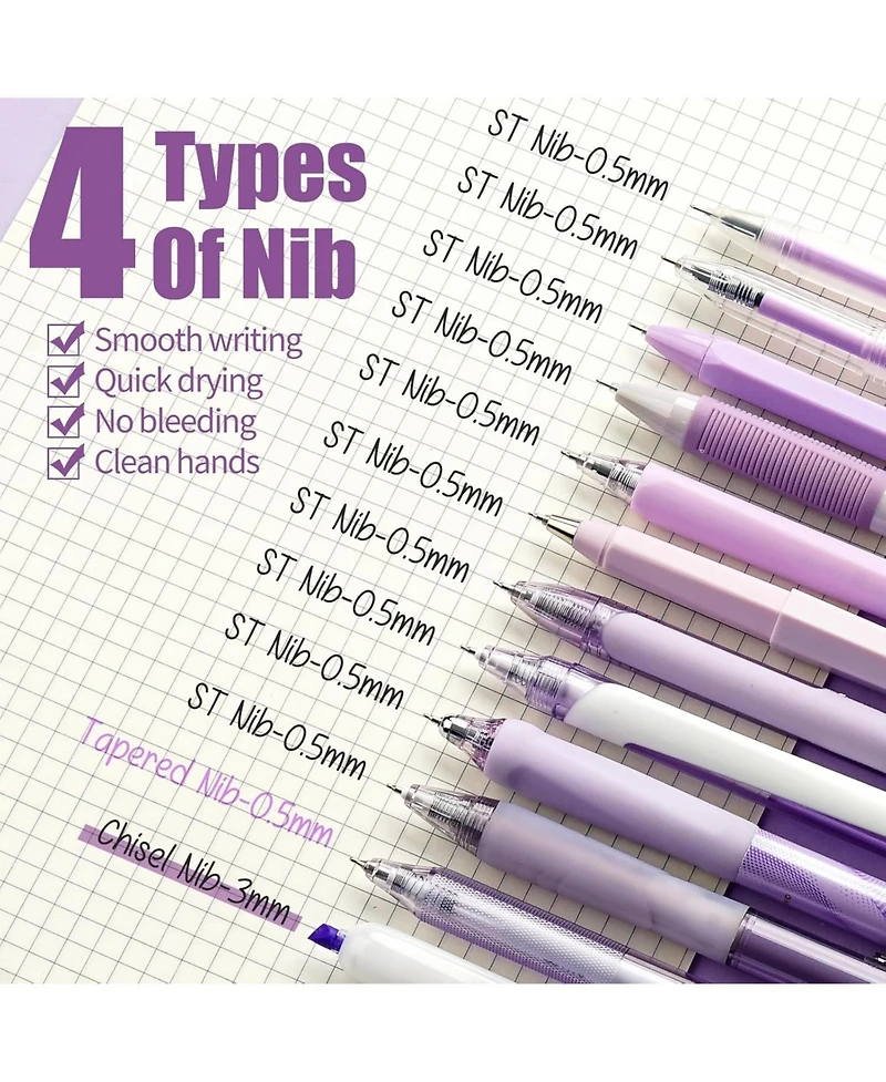 Four Candies Gel Pens, 12Pieces 0.5mm Fine Point, School Office Stationery