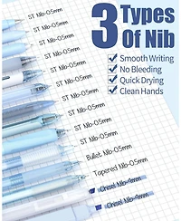 Four Candies Writing Ink Pens with 2Pack Highlighter, Retractable 0.5mm Smooth Fine Point Pens