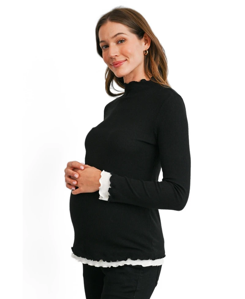 Hello Miz Maternity Ribbed Mock Neck Long-Sleeve Tunic