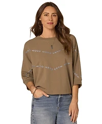 Democracy Women's Embroidered V-Neck Knit Top