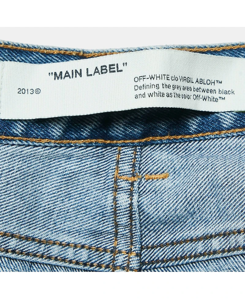 Pre-Owned Off-White Women's Straight-Leg Distressed Mid-Rise Jeans