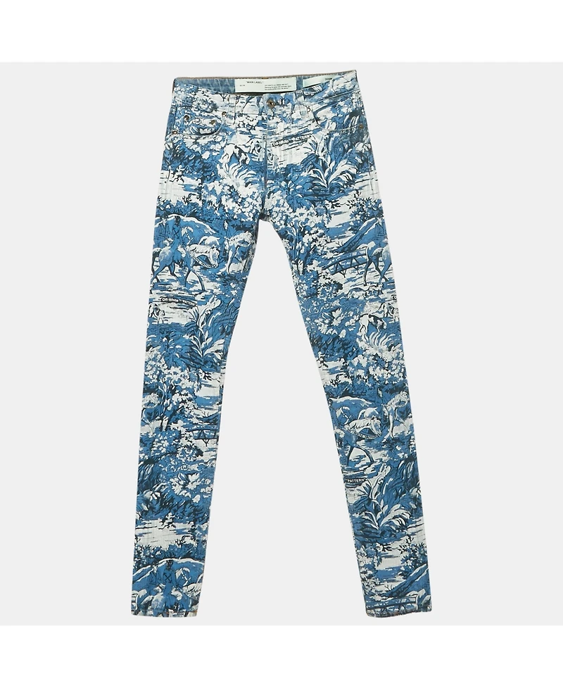 Pre-Owned Off-White Women's Printed Denim Tapestry Skinny Jeans