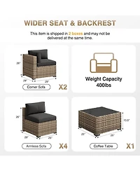 Aoxun Modular Patio Sofa Set with Optional Fire Pit