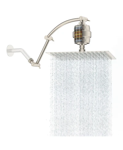Cyqbd 12'' Metal Rain Filtered Shower Head Extension Arm with Filter Square