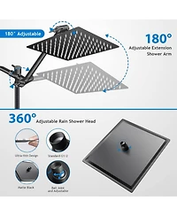 Cyqbd 12" Rain Shower Head with Extension Arm Handheld Spray Showerhead Set