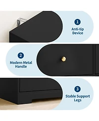 homfan 9-Drawer Dresser, 57" Engineered Wood Chest of Drawers with Anti-Tip Device & Waterproof Tabletop, for Bedroom Living Room
