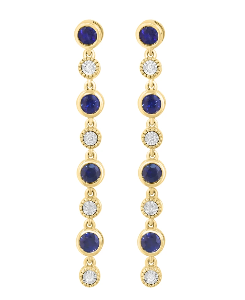 Effy Collection Sapphire (7/8 ct. t.w.) & Diamond (1/20 ct. t.w.) Drop Earrings in Sterling Silver