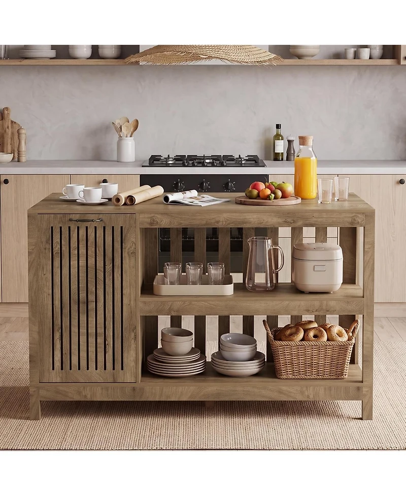 Tribesigns Kitchen Island with Storage, Counter Height Kitchen Island Table