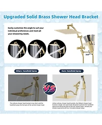 Cyqbd 10'' Metal Rain Shower Head Handheld Spray Extension Arm Hose Kit