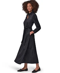 Donna Karan Weekend Women's Microsuede Long-Sleeve Collared Midi Duster Coat