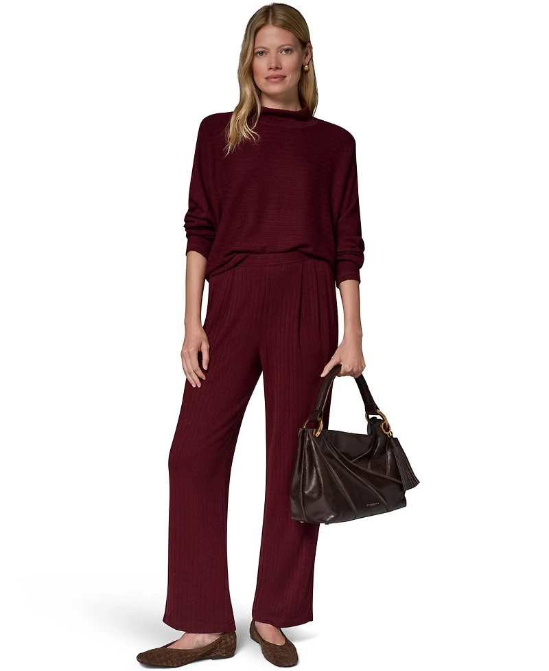 Donna Karan Weekend Women's Brushed-Rib High-Waist Wide-Leg Pants