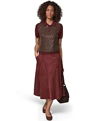 Donna Karan Weekend Women's Merino Wool-Blend Short-Sleeve Polo Sweater