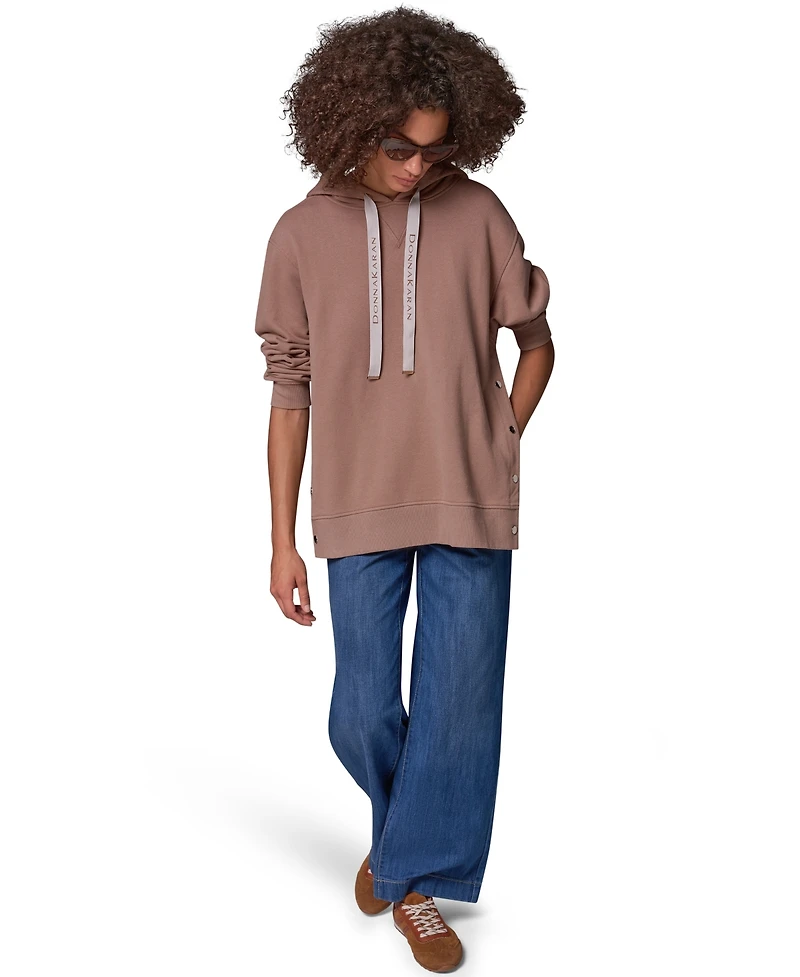 Donna Karan Weekend Women's French-Terry Long-Sleeve Side-Snap Hoodie