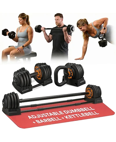 Lifepro Adjustable Dumbbells Set with Rack - Quick Adjust Weights, Secure Grip, Compact Design for Home Gym