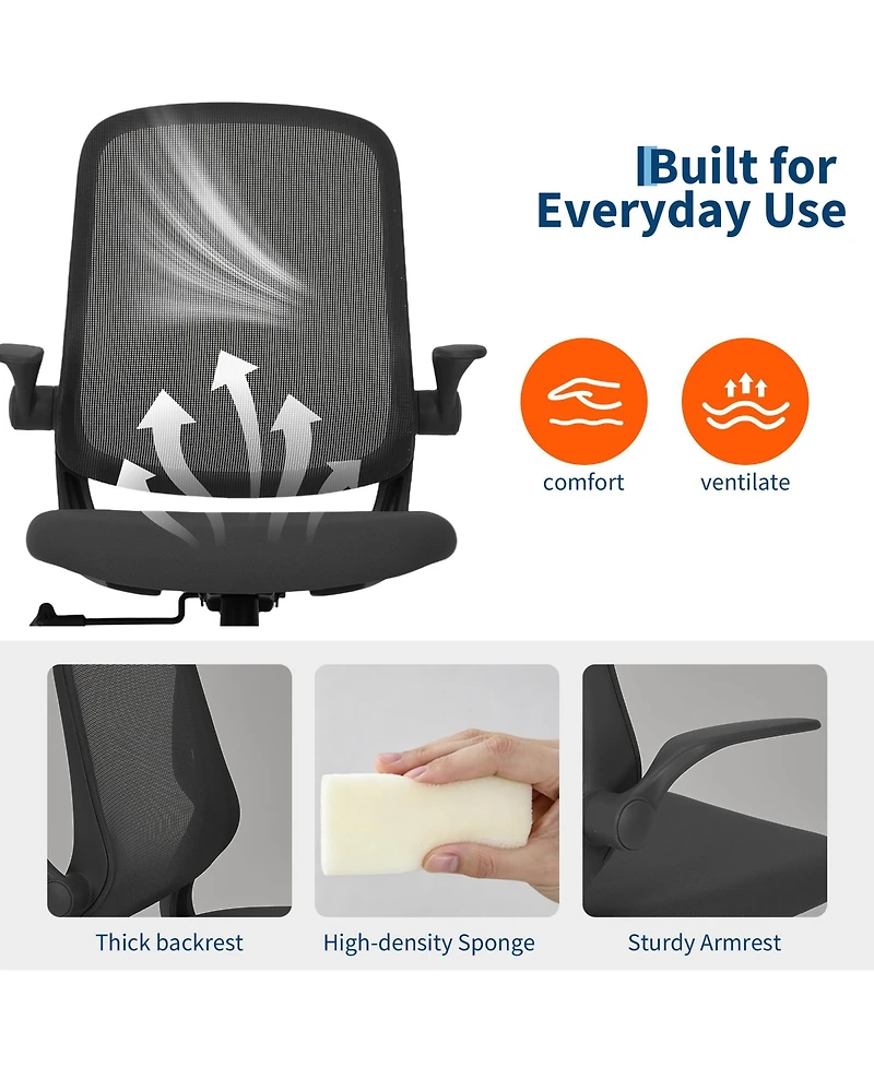 Ergonomic mesh office chair with lumbar support, adjustable swivel chair, padded seat, and casters. Suitable for offices, living rooms, bedrooms