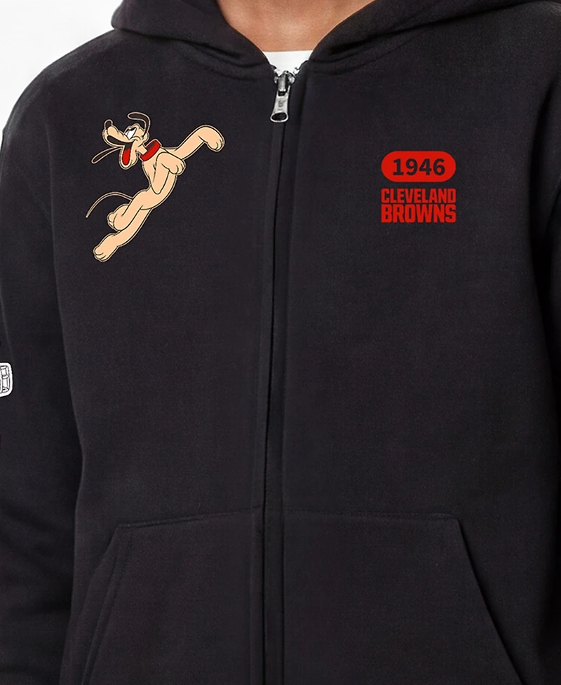 Champion Big Boys and Girls Black Cleveland Browns Disney X Full-Zip Hoodie