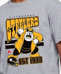 Champion Big Boys and Girls Heather Gray Pittsburgh Steelers Disney X Champion T-Shirt