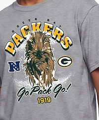 Champion Big Boys and Girls Heather Gray Green Bay Packers Disney X T-Shirt