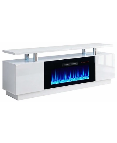 homfan 70Inch Fireplace Tv Stand with 36Inch Electric Fireplace 2Tier Media Console Cabinet 750W 1500W Heater 12 Flame Colors for Living Room Bedroom