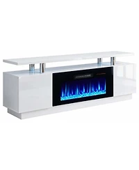 homfan 70Inch Fireplace Tv Stand with 36Inch Electric Fireplace 2Tier Media Console Cabinet 750W 1500W Heater 12 Flame Colors for Living Room Bedroom