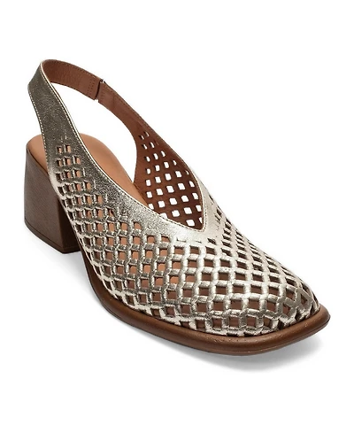Forever and Always Shoes Women's Monvera Block Heel Leather Slingback Sandal