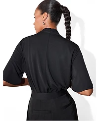 Whistles Women's Short Sleeve Tie-Neck Jersey Top