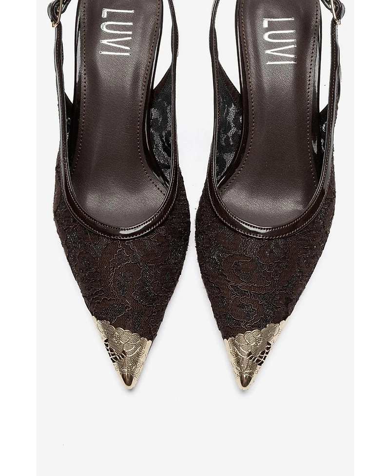 Prologue Shoes Women's Clem Lace Slingback Pump