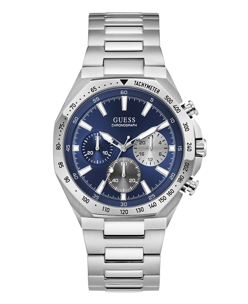 Guess Men's Quartz Silver-Tone Stainless Steel Watch 42mm