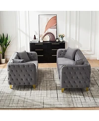 Streamdale Furniture Velvet Chesterfield 3+2 Seater Sofa