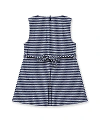 Florence Eiseman Girls (4-6X) Houndstooth Jumper with Hearts and Flowers Dress