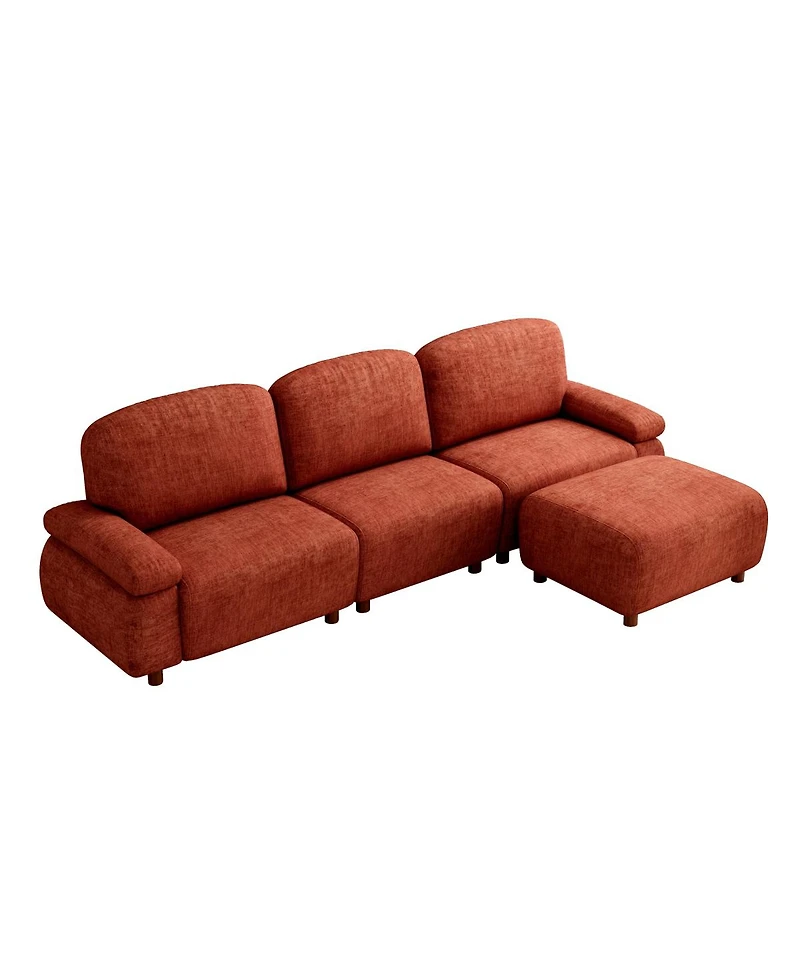 Streamdale Furniture 111" Modern Chenille Modular L-Shaped Sectional Sofa with Ottoman